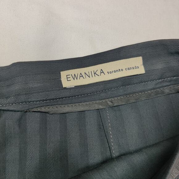 Ewanika Toronto Canada Gray Striped Lagenlook A-Line Midi Skirt Small Minimalist - Picture 7 of 11